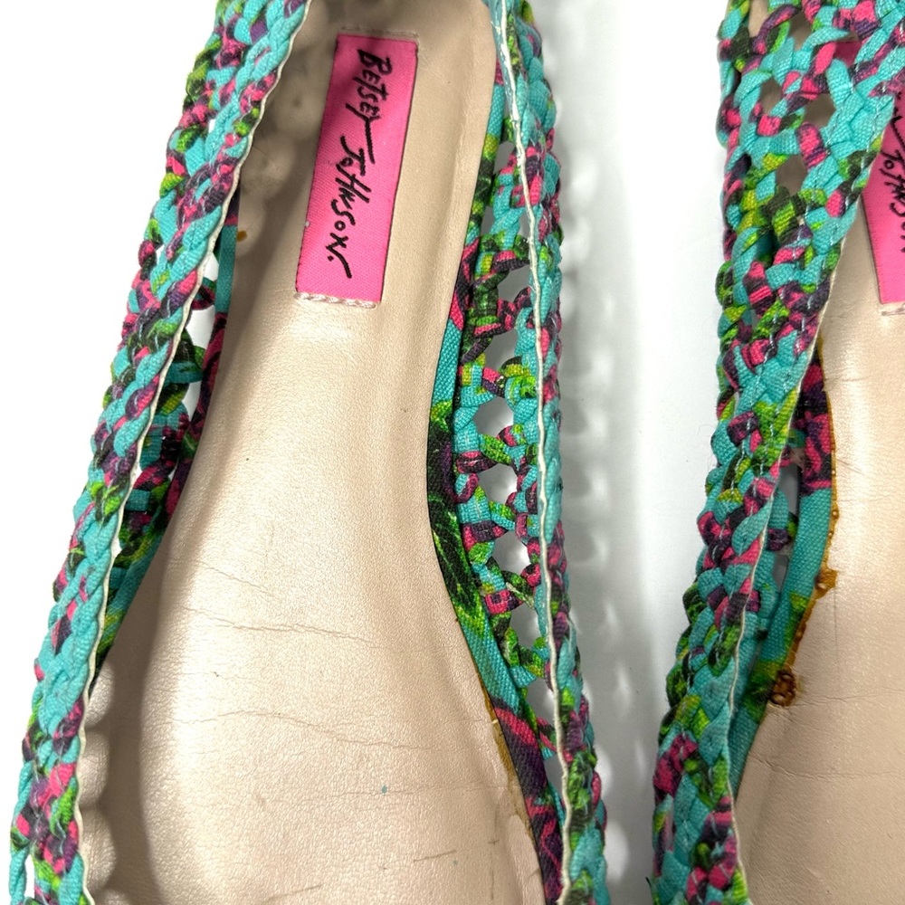 Betsey Johnson Teal Floral Bow Ballet Flats - Picture 4 of 8